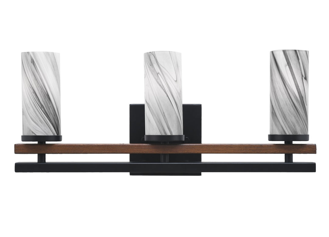 Toltec Belmont 2713-MBWG-802 Bath Vanity Light 19 in. wide - Matte Black & Painted Wood-look