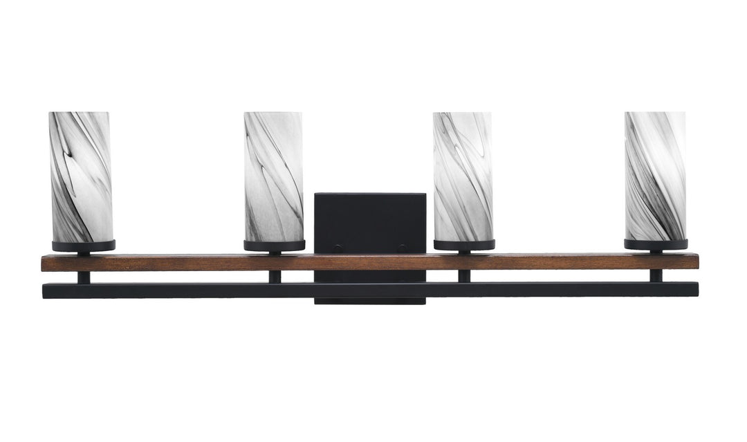 Toltec Belmont 2714-MBWG-802 Bath Vanity Light 27 in. wide - Matte Black & Painted Wood-look