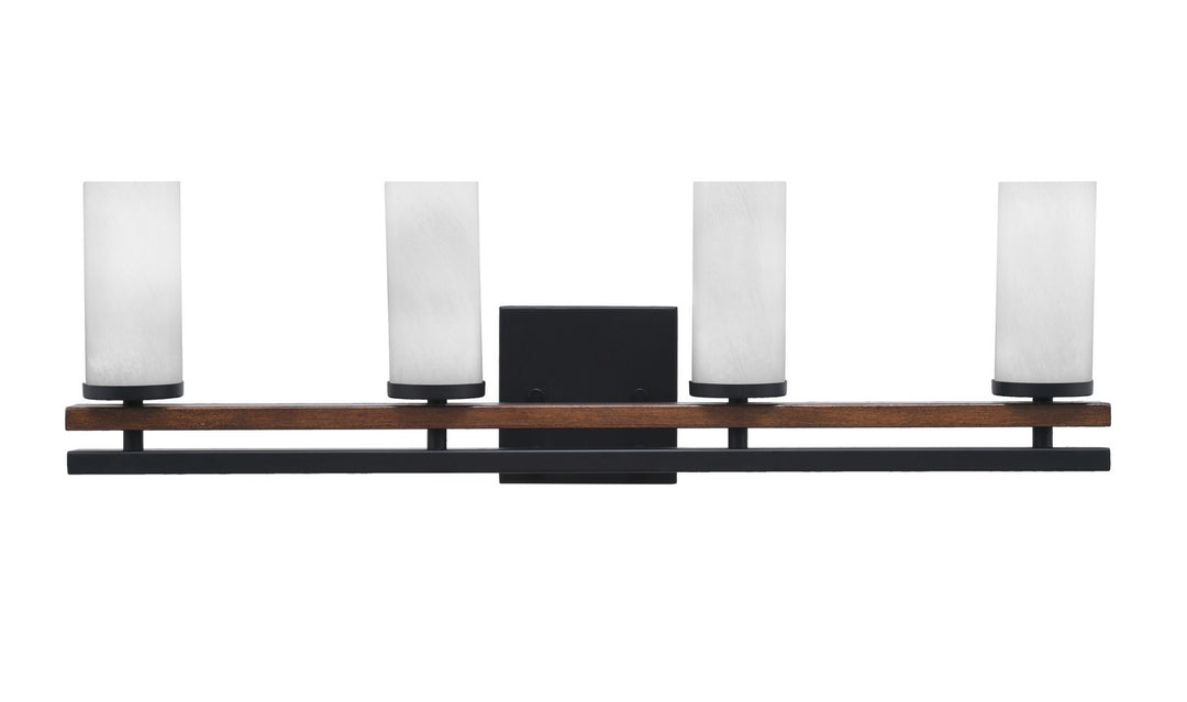 Toltec Belmont 2714-MBWG-811 Bath Vanity Light 27 in. wide - Matte Black & Painted Wood-look