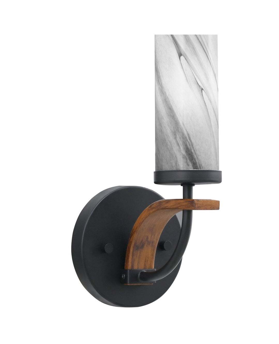 Toltec Monterey 2911-MBWG-802 Wall Sconce Light - Matte Black & Painted Wood-look