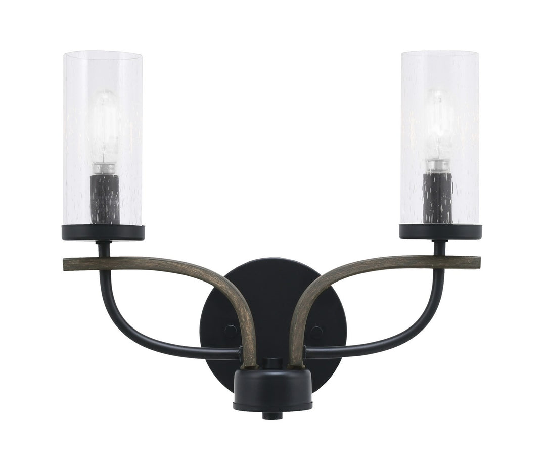 Toltec Monterey 2912-MBDW-800 Wall Sconce Light - Matte Black & Painted Distressed Wood-look