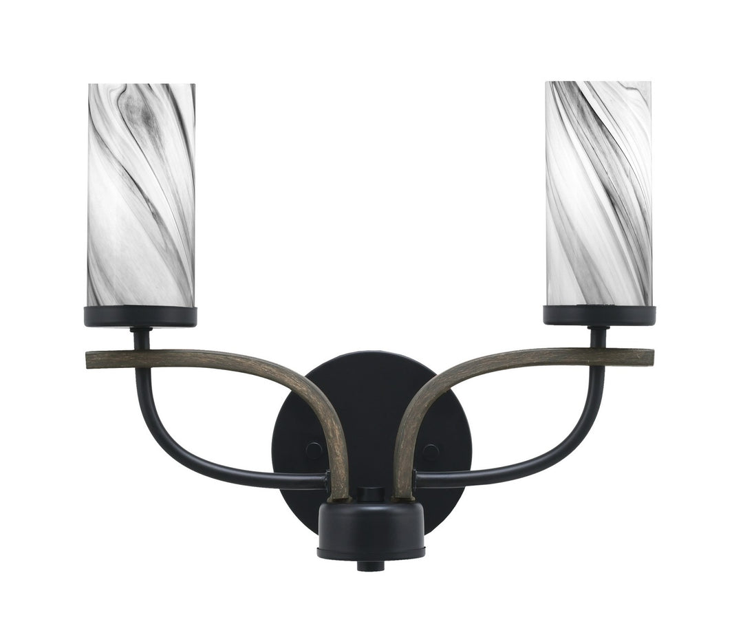 Toltec Monterey 2912-MBDW-802 Wall Sconce Light - Matte Black & Painted Distressed Wood-look