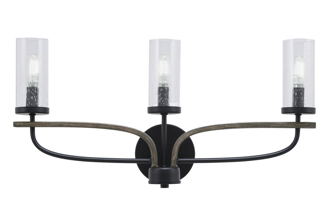 Toltec Monterey 2913-MBDW-800 Bath Vanity Light 23 in. wide - Matte Black & Painted Distressed Wood-look