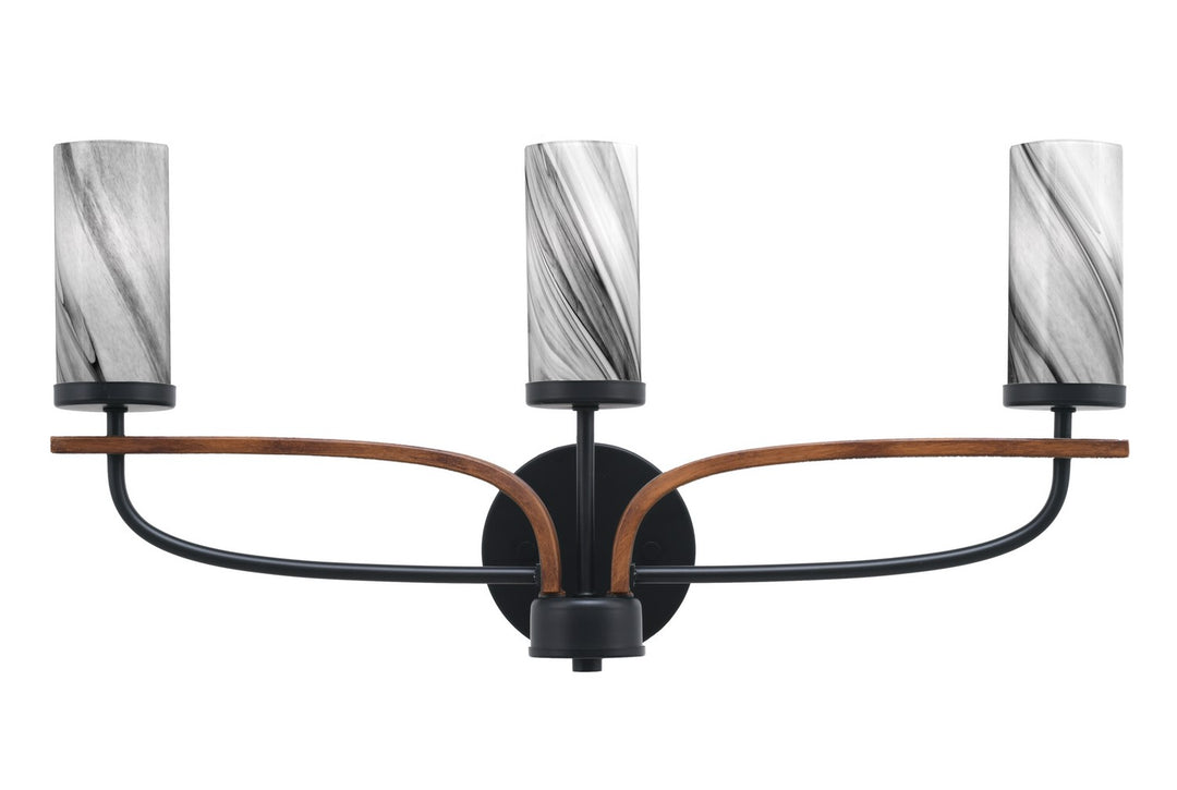 Toltec Monterey 2913-MBWG-802 Bath Vanity Light 23 in. wide - Matte Black & Painted Wood-look