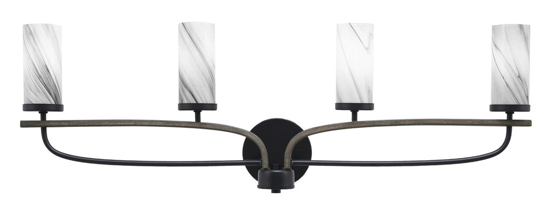 Toltec Monterey 2914-MBDW-802 Bath Vanity Light 33 in. wide - Matte Black & Painted Distressed Wood-look