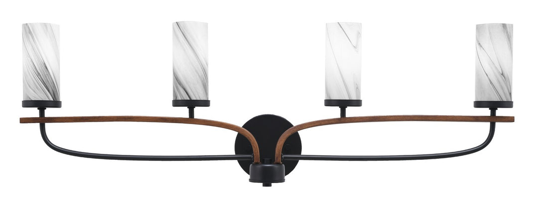 Toltec Monterey 2914-MBWG-802 Bath Vanity Light 33 in. wide - Matte Black & Painted Wood-look