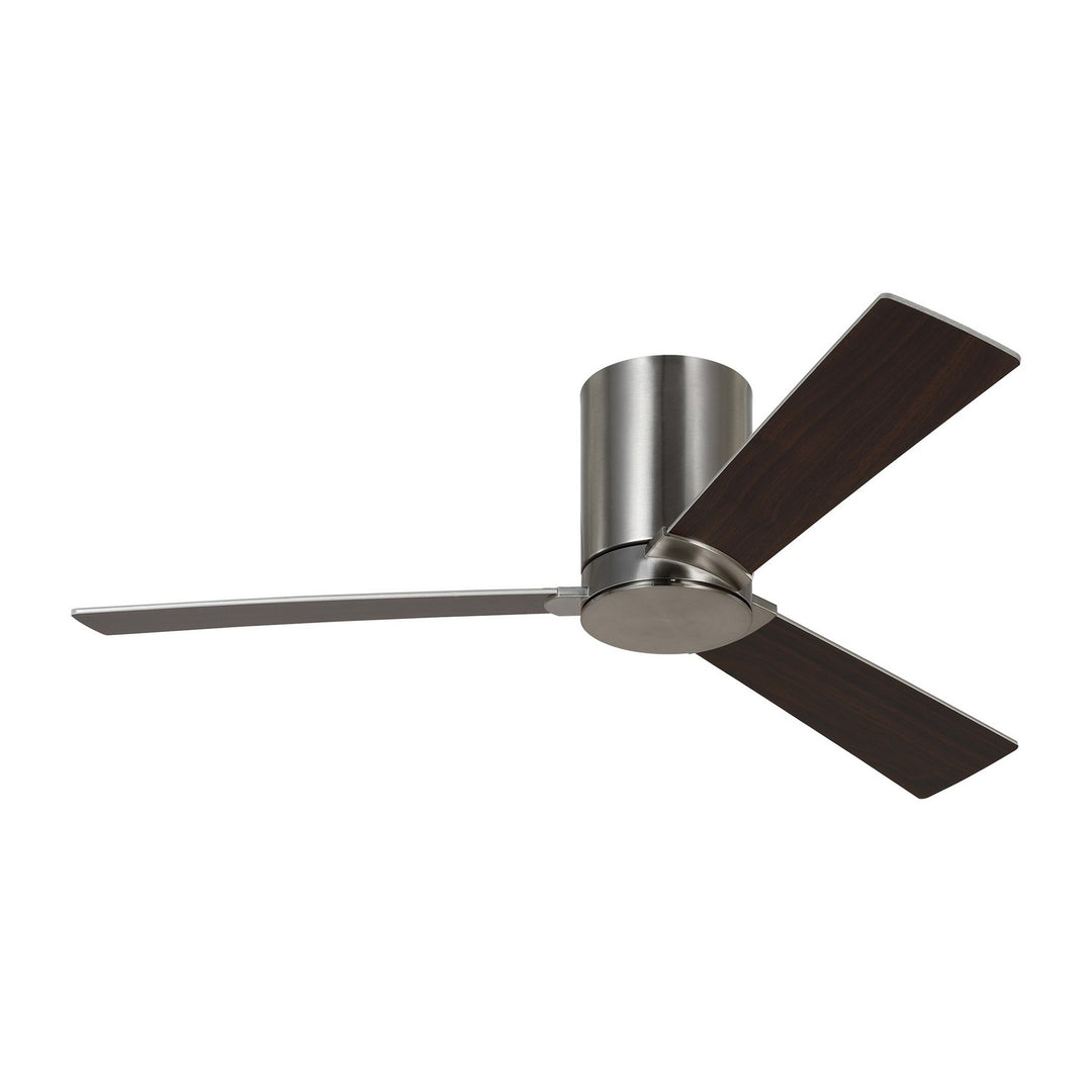 Visual Comfort Fan Rozzen 44 Hugger 3RZHR44BS Ceiling Fan - Brushed Steel, Silver/American Walnut reversible blades/Silver/American Walnut reversible blades/