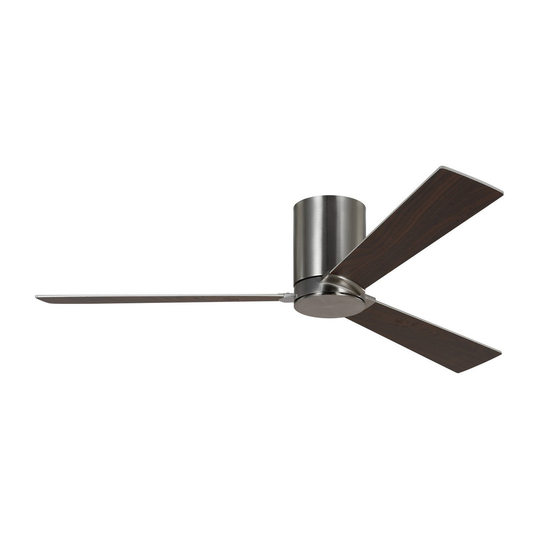 Visual Comfort Fan Rozzen 52 Hugger 3RZHR52BS Ceiling Fan - Brushed Steel, Silver/American Walnut reversible blades/Silver/American Walnut reversible blades/