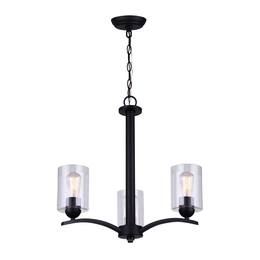 Canarm Hampton ICH370A03BK-CL Chandelier Light - Matte Black