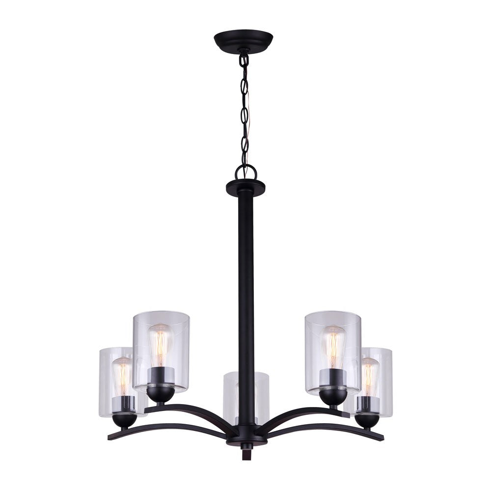 Canarm Hampton ICH370A05BK-CL Chandelier Light - Matte Black