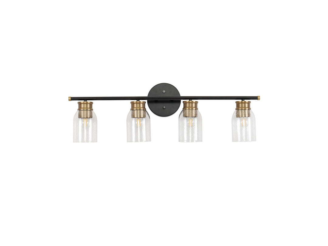 Revolution Blain BL584BKSBSD Bath Vanity Light 32 in. wide - Black with Satin Burnished Brass