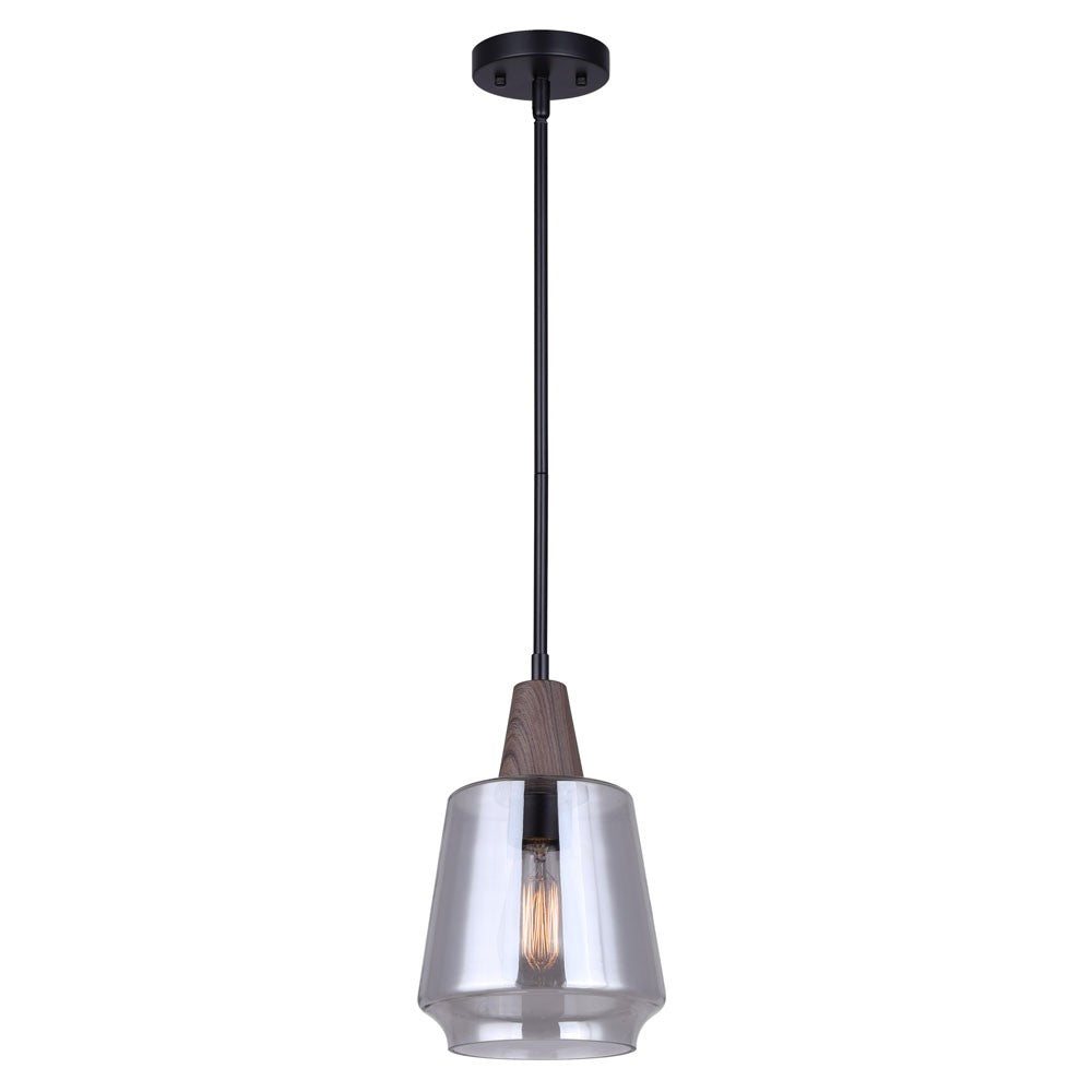Canarm Dante IPL2040B01BKW Pendant Light - Black/Faux Wood