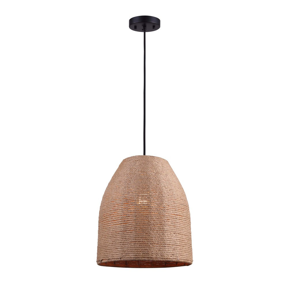 Canarm Aubrie IPL785B01BKR Pendant Light - Matte Black/Rope Color