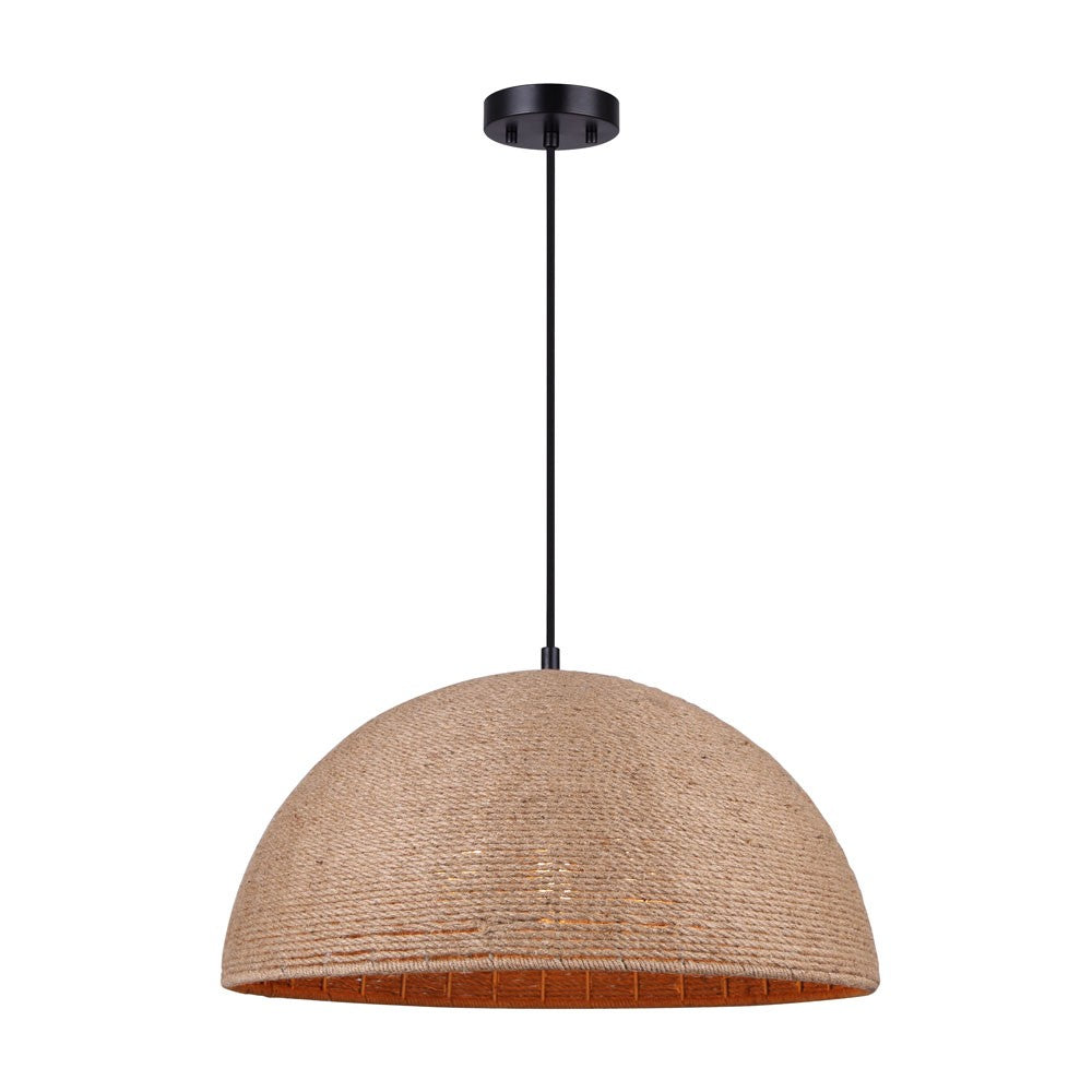 Canarm Aubrie IPL785B03BKR20 Pendant Light - Matte Black/Rope Color