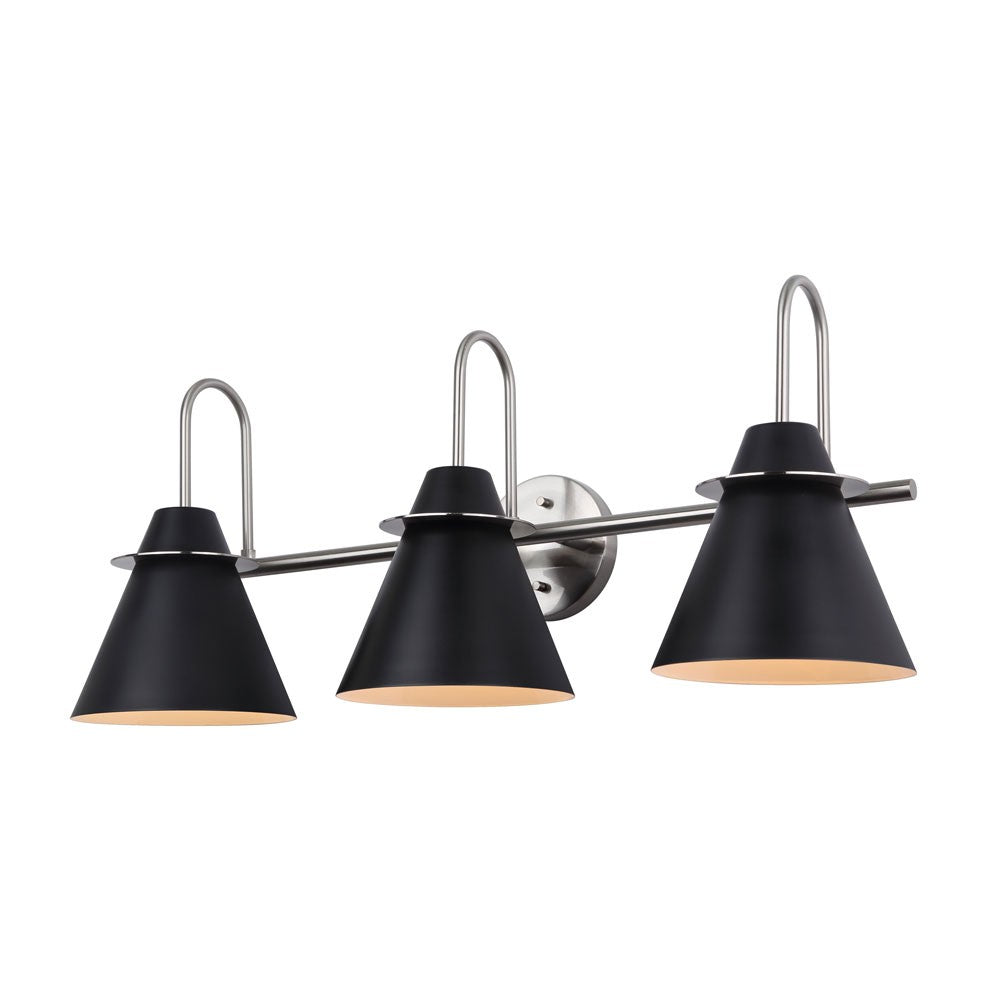 Canarm Talia IVL1076A03BKN Bath Vanity Light 28 in. wide - Brushed Nickel/Matte Black