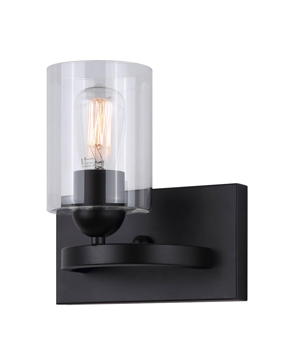 Canarm Hampton IVL370A01BK-CL Wall Sconce Light - Matte Black