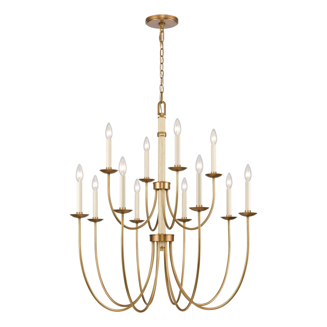 Elk Neville 89719/8+4 Chandelier Light - Natural Brass