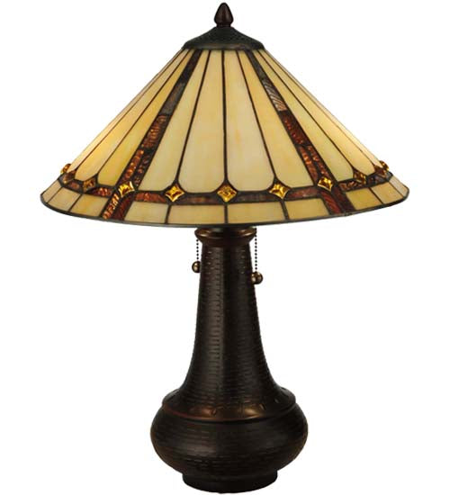 Meyda Tiffany Lighting 130743 Belvidere Two Light Table Lamp Lamp Bronze / Dark