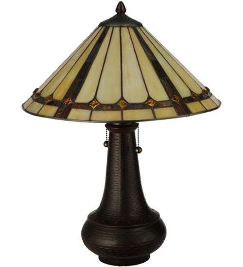 Meyda Tiffany Lighting 130743 Belvidere Two Light Table Lamp Lamp Bronze / Dark