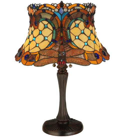 Meyda Tiffany Lighting 130762 Hanginghead Dragonfly Two Light Table Lamp Lamp Bronze / Dark