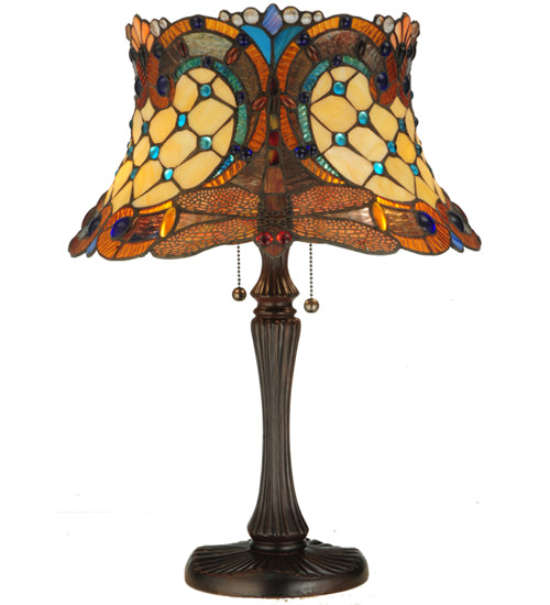 Meyda Tiffany Lighting 130762 Hanginghead Dragonfly Two Light Table Lamp Lamp Bronze / Dark