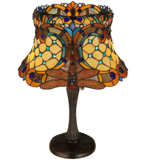 Meyda Tiffany Lighting 130762 Hanginghead Dragonfly Two Light Table Lamp Lamp Bronze / Dark