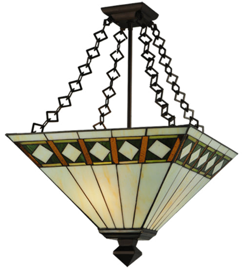 Meyda Tiffany Diamond Band Mission 130792 Ceiling Light - Mahogany Bronze