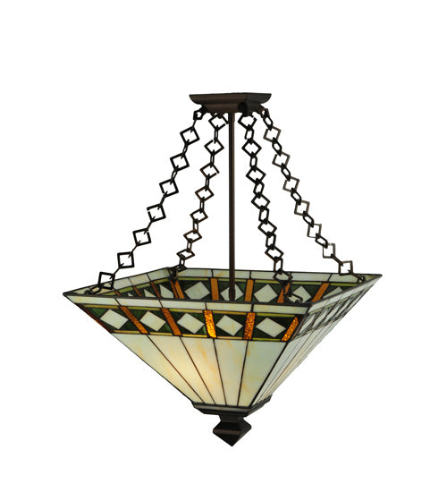Meyda Tiffany Diamond Band Mission 130792 Ceiling Light - Mahogany Bronze