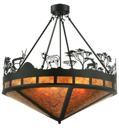 Meyda Tiffany Serengeti 130870 Ceiling Light - Black/Amber Mica
