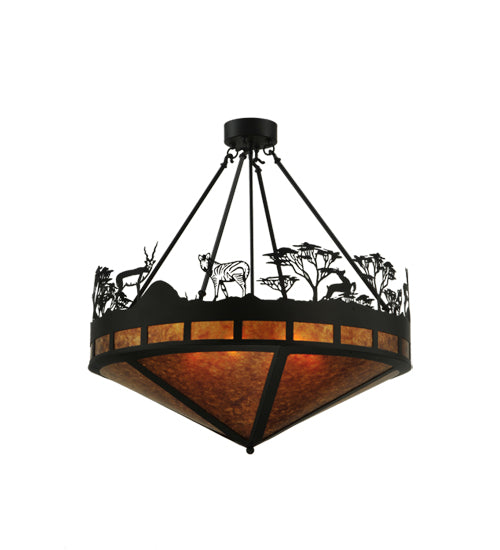 Meyda Tiffany Serengeti 130870 Ceiling Light - Black/Amber Mica