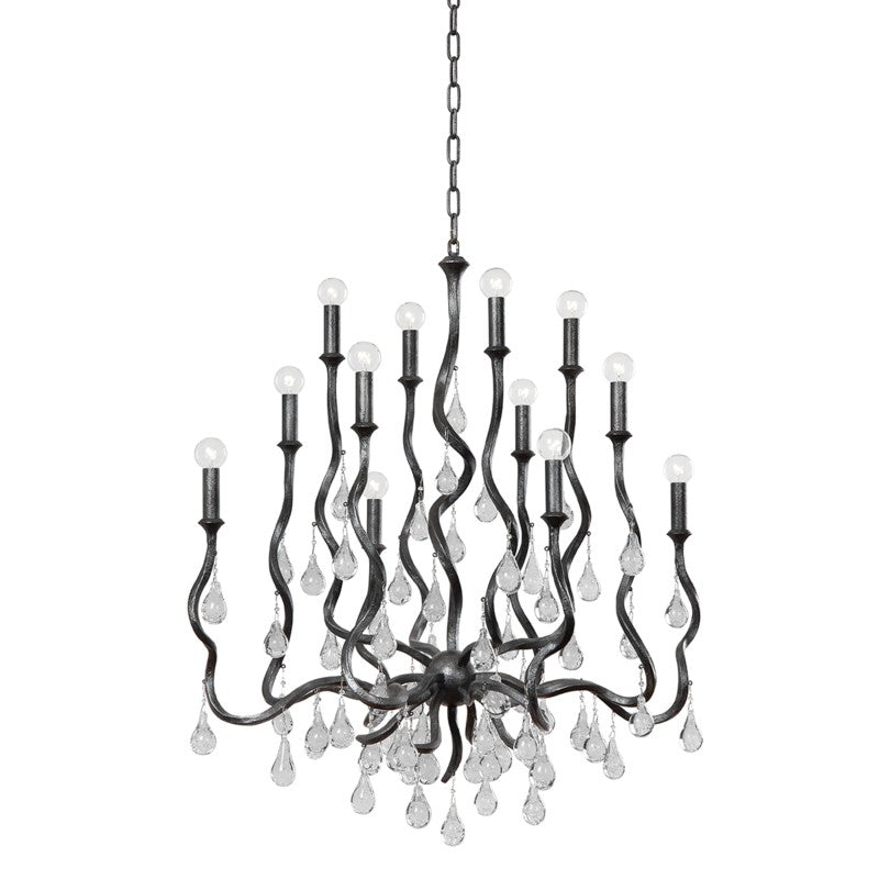 Corbett Aveline 414-34-BSL Chandelier Light - Blackened Silver Leaf