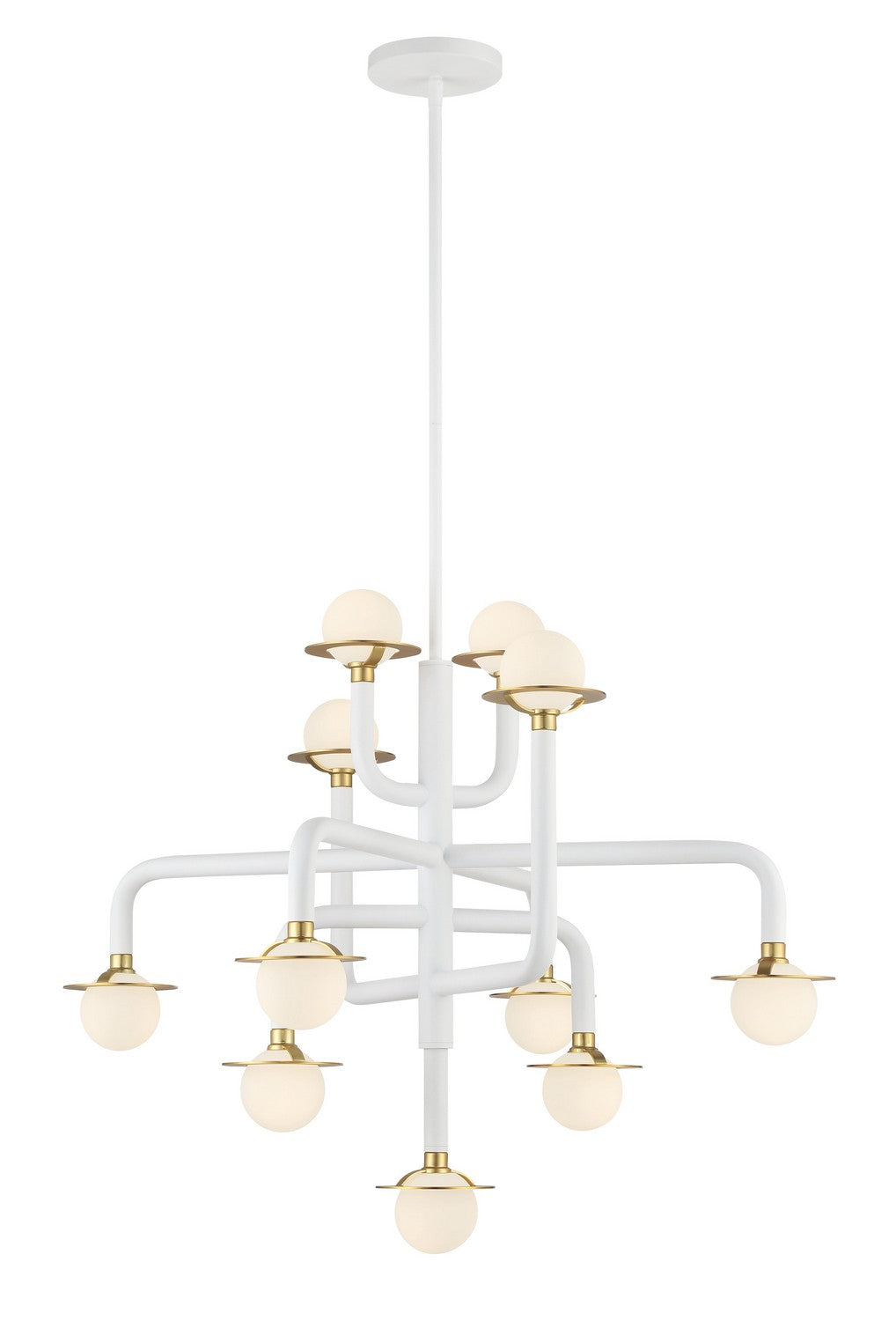 George Kovacs Tubular P5511-706-L Chandelier Light - Matte White W/Honey Gold