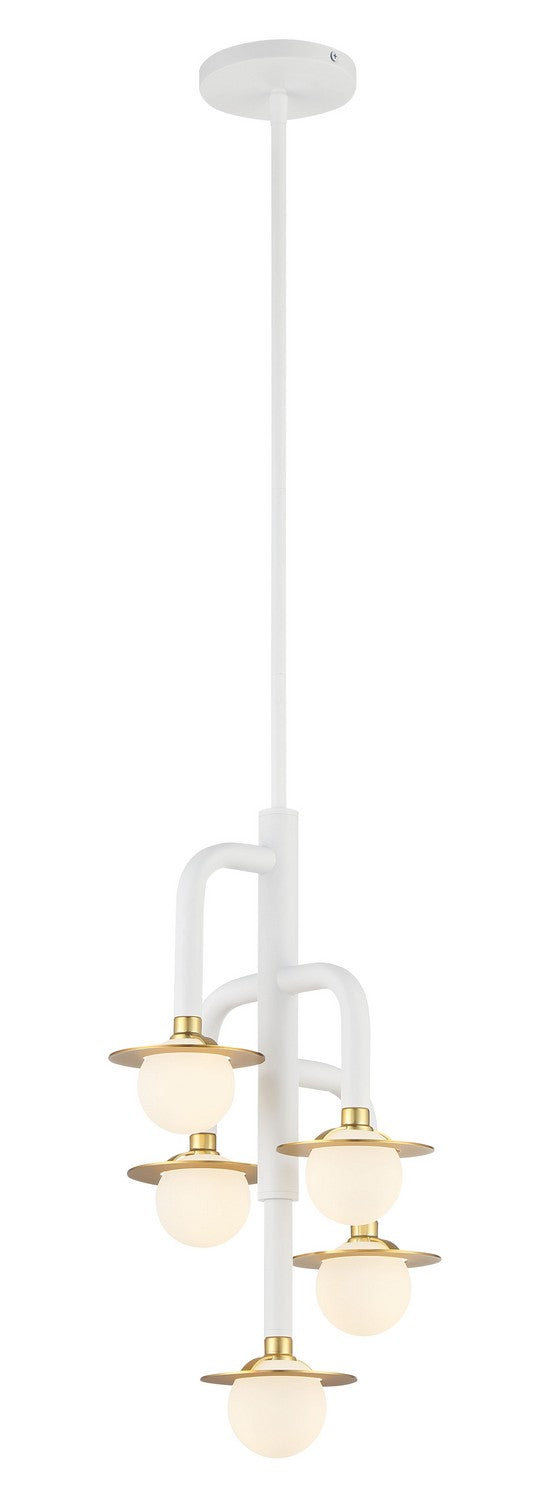 George Kovacs Tubular P5512-706-L Chandelier Light - Matte White W/Honey Gold