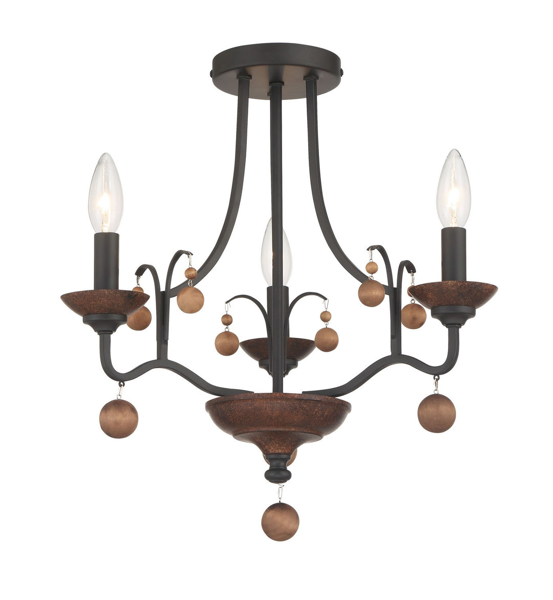 Minka-Lavery Colonial Charm 2662-723 Ceiling Light - Old World Bronze W/Walnut Acce