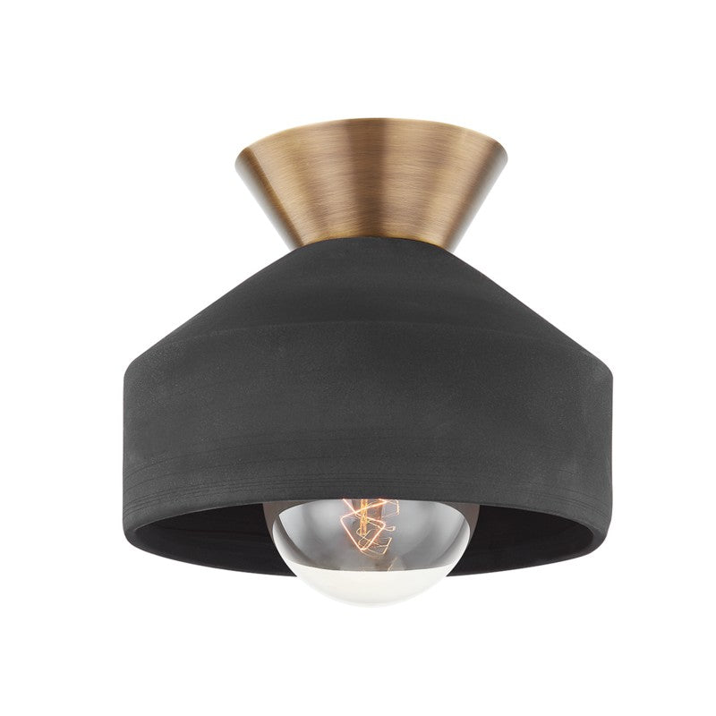 Troy Covina C9811-PBR/CBK Ceiling Light - Patina Brass