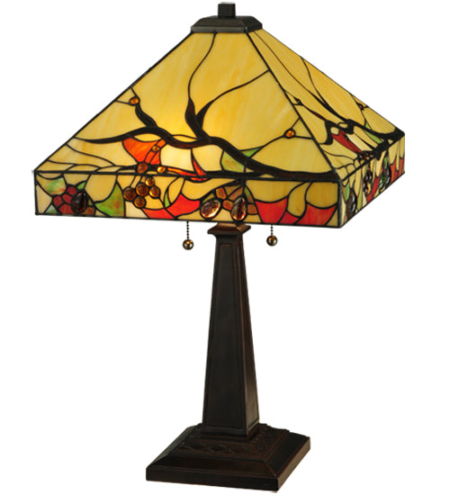Meyda Tiffany Lighting 131507 Woodland Berries Two Light Table Lamp Lamp Bronze / Dark