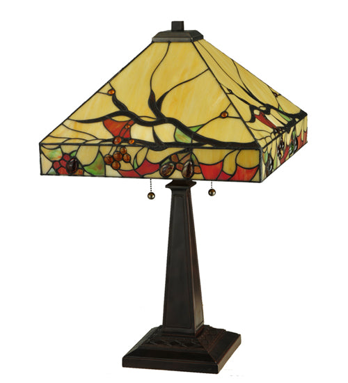 Meyda Tiffany Lighting 131507 Woodland Berries Two Light Table Lamp Lamp Bronze / Dark