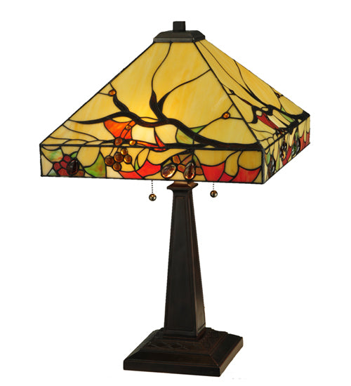 Meyda Tiffany Lighting 131507 Woodland Berries Two Light Table Lamp Lamp Bronze / Dark
