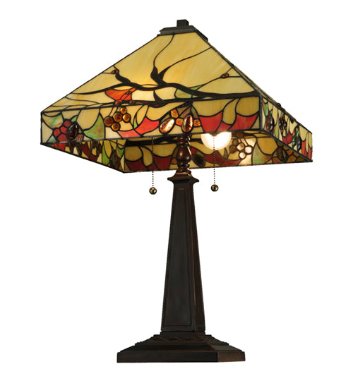 Meyda Tiffany Lighting 131507 Woodland Berries Two Light Table Lamp Lamp Bronze / Dark