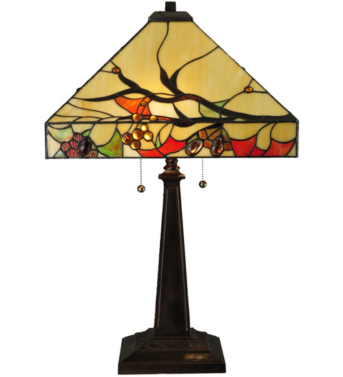 Meyda Tiffany Lighting 131507 Woodland Berries Two Light Table Lamp Lamp Bronze / Dark