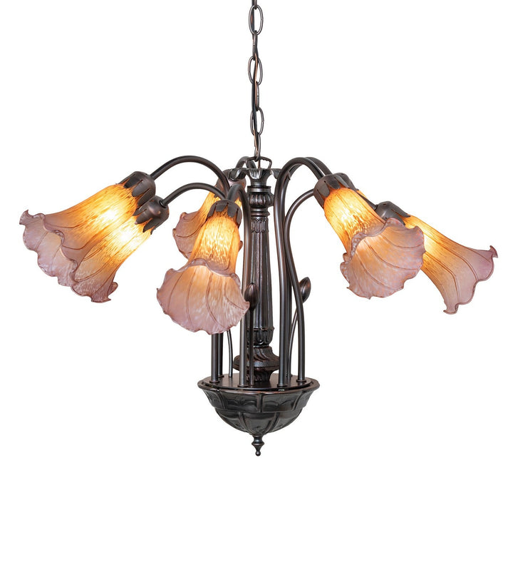 Meyda Tiffany Amber/Purple 11674 Chandelier Light - Mahogany Bronze