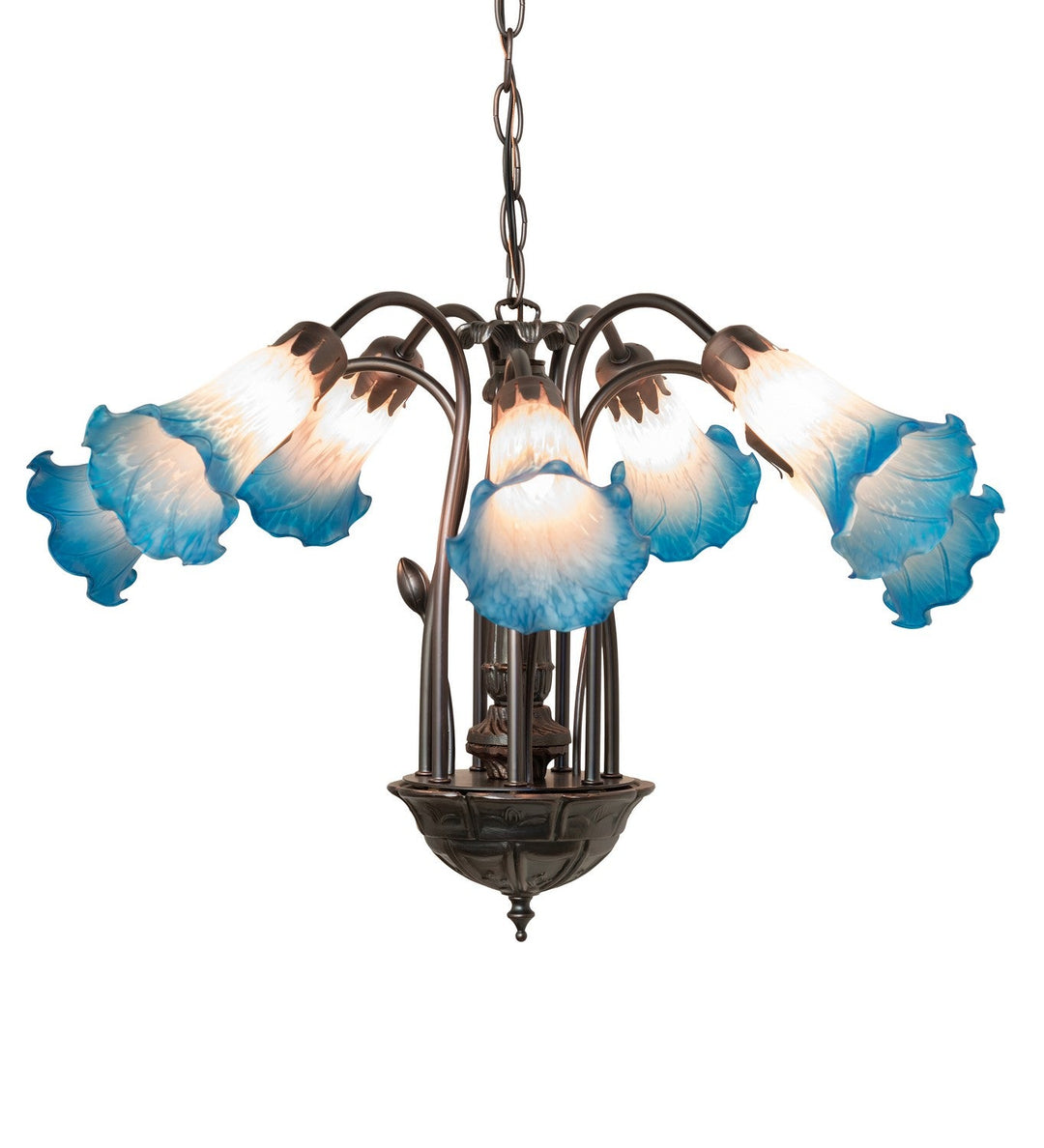 Meyda Tiffany Pink/Blue 11687 Chandelier Light - Mahogany Bronze