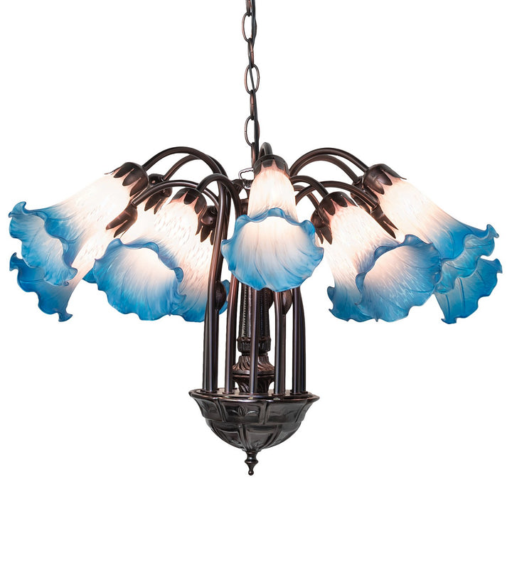 Meyda Tiffany Pink/Blue 16095 Chandelier Light - Mahogany Bronze