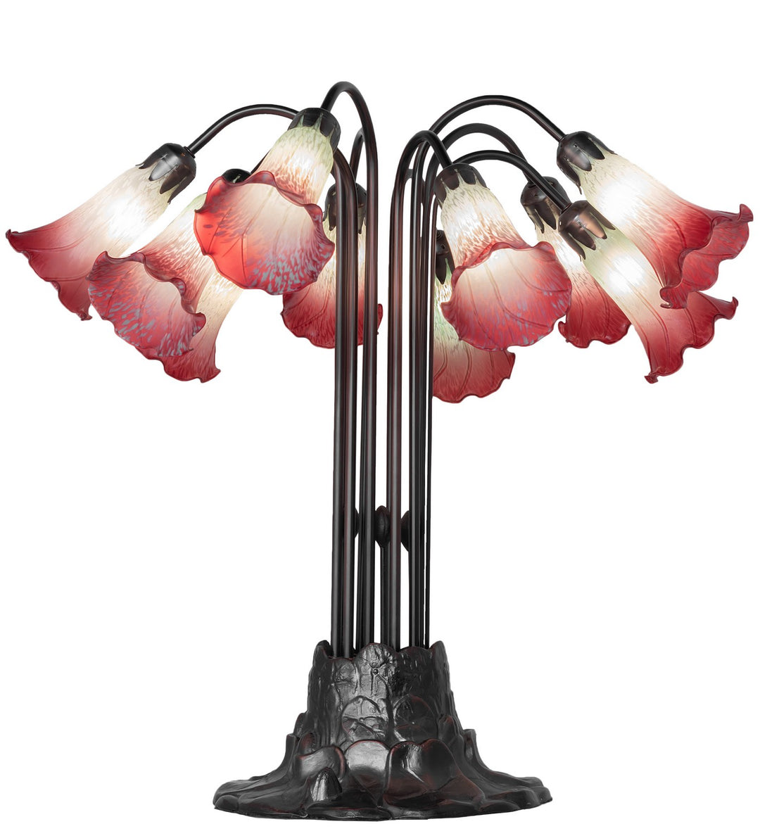 Meyda Tiffany Lighting 185081 Seafoam/Cranberry Ten Light Table Lamp Lamp Bronze / Dark
