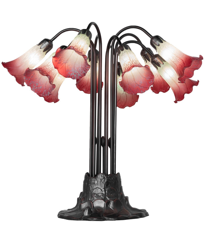 Meyda Tiffany Lighting 185081 Seafoam/Cranberry Ten Light Table Lamp Lamp Bronze / Dark