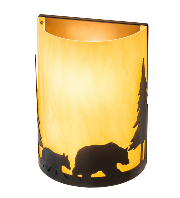 Meyda Tiffany Pine Tree And Bear 260205 Wall Light - Timeless Bronze