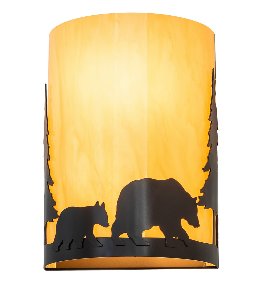 Meyda Tiffany Pine Tree And Bear 260205 Wall Light - Timeless Bronze