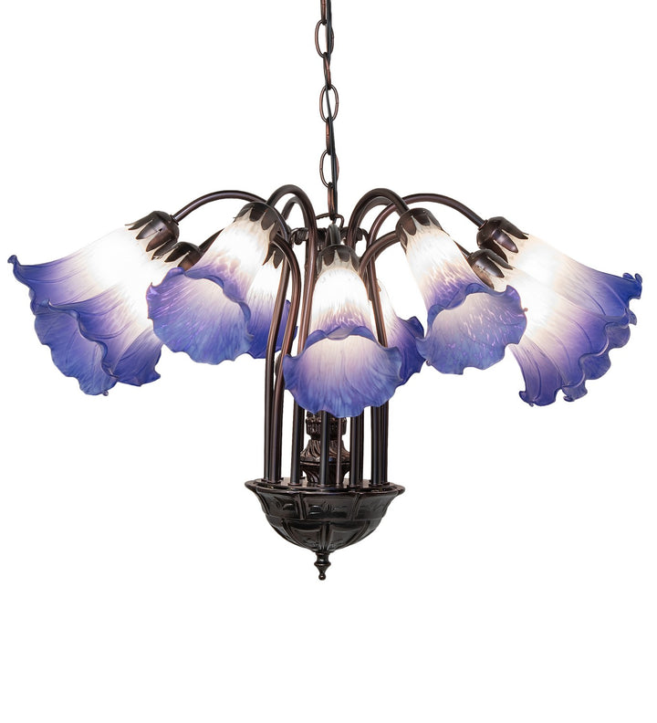 Meyda Tiffany Blue/White 261736 Chandelier Light - Mahogany Bronze