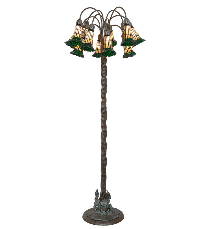 Meyda Tiffany Lighting 262124 Stained Glass Pond Lily 12 Light Floor Lamp Lamp Bronze / Dark