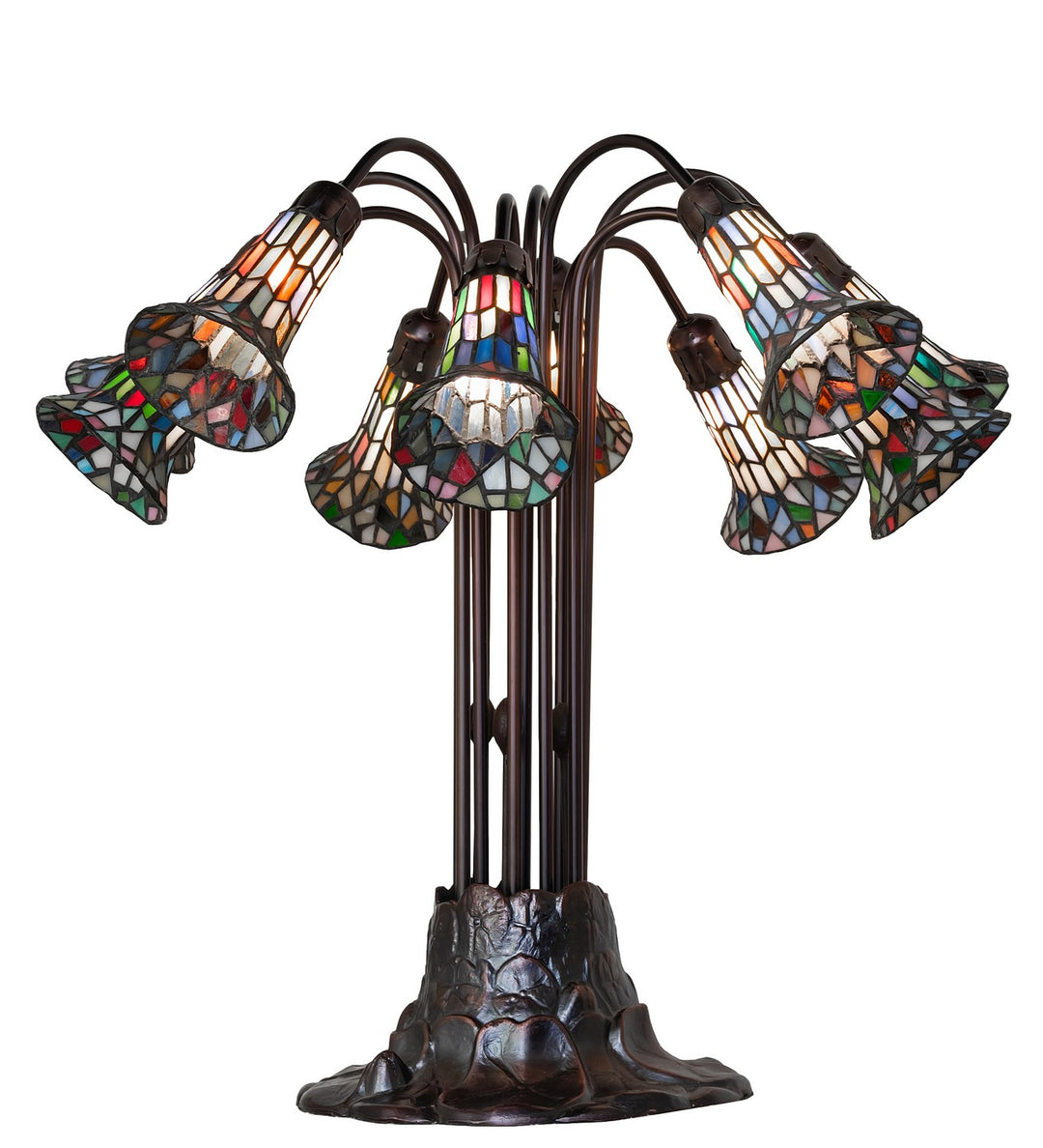 Meyda Tiffany Stained Glass Pond Lily 78108 Chandelier Light - Mahogany Bronze